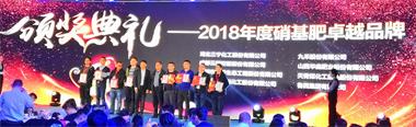 九禾股份有限公司榮獲“2018年度硝基肥卓越品牌”榮譽稱號